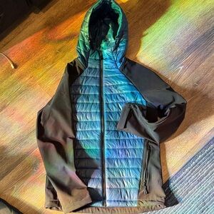 Men's Blue and Black Hooded Jacket